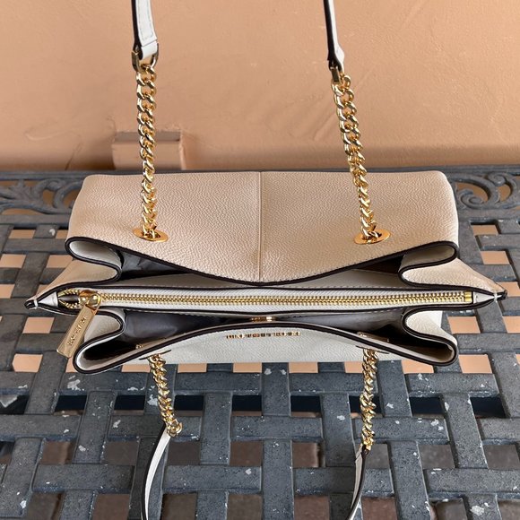 Michael Kors Teagen Large Long Drop Shoulder Tote Bag Light Cream - Picture 6 of 10